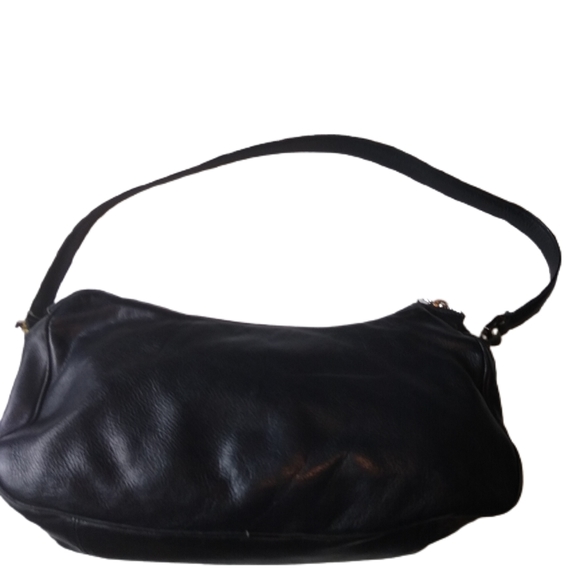 Francesco Biasia Black Leather Purse Silver Tone Hardware Y2K Handbag 90's EUC - Picture 2 of 8